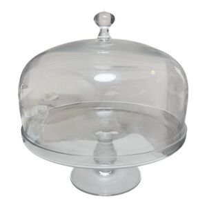 Luigi Bormioli Michelangelo Blown Glass Footed Cake Plate Stand Dome Cover
